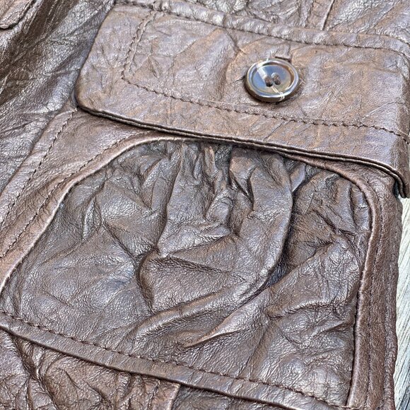 Danier Brown Distressed Leather Jacket | Size Small - Picture 3 of 16